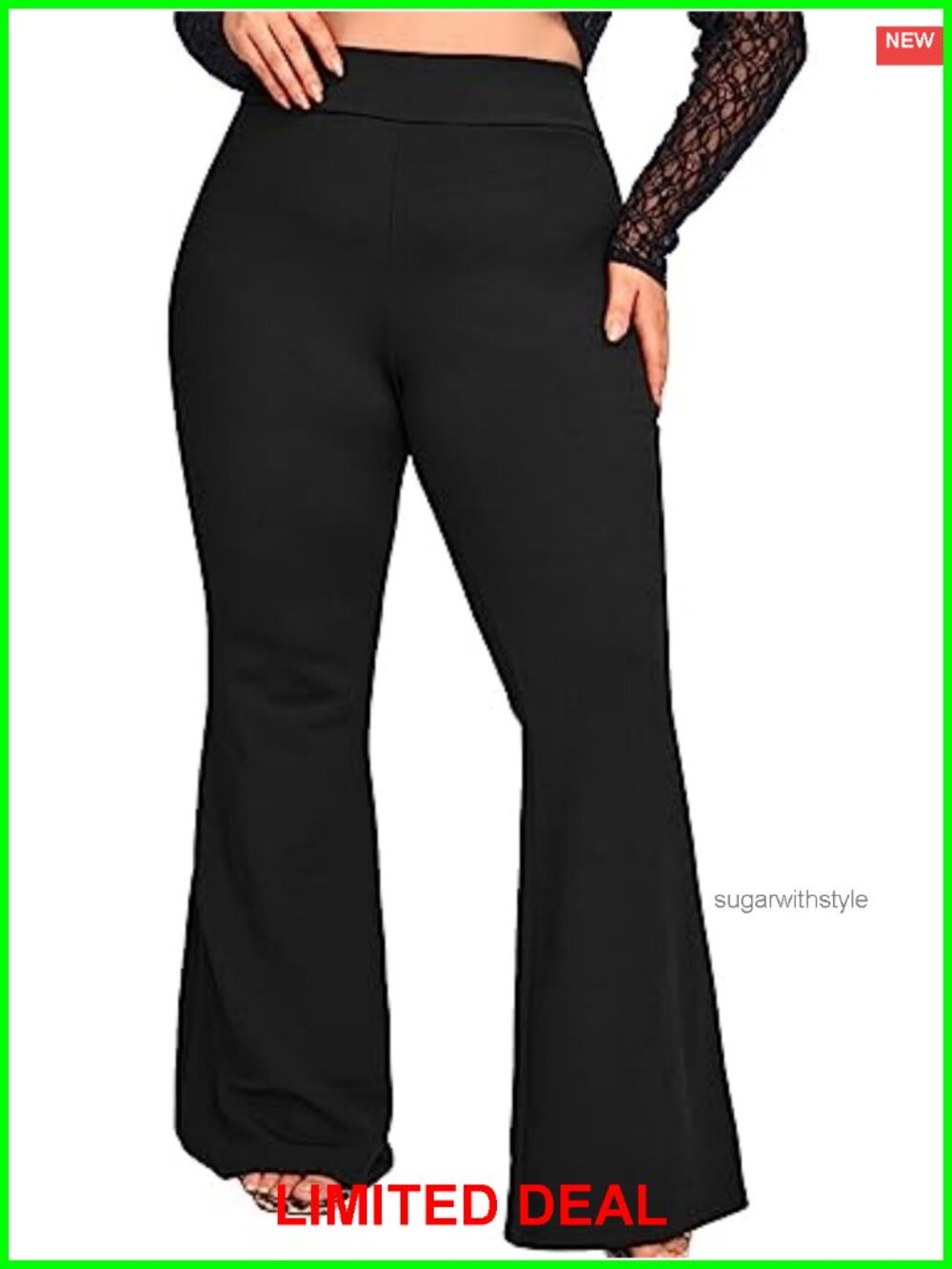 Plus Size Elastic Waist Ribbed Knit Flare Leg Palazzo Pants